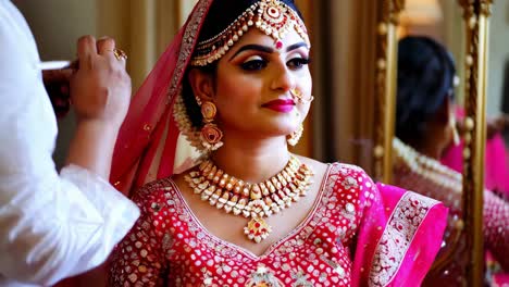indian bride getting ready for wedding