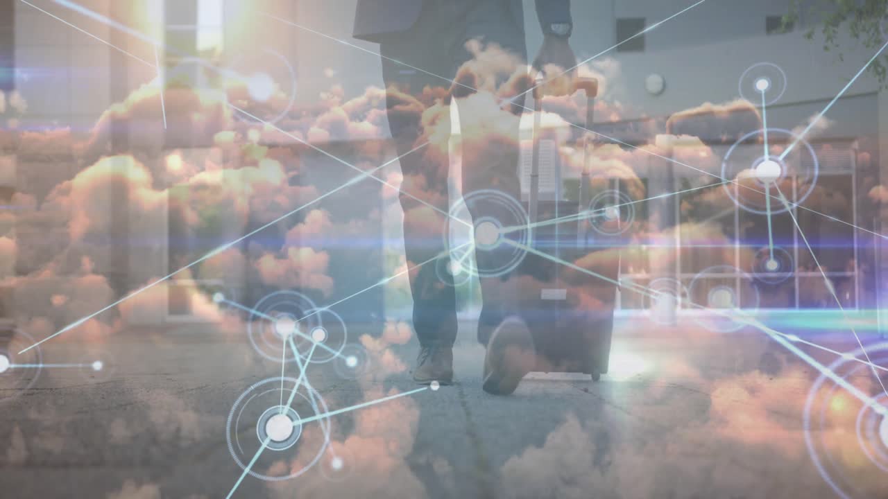 아프리카계 미국인 사업가가  ⁇ 고 있는 데이터 처리의 애니메이션