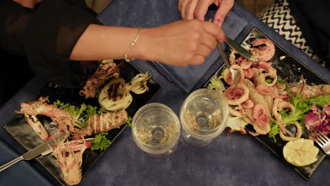 gourmet seafood appetizer on the table during a romantic dinner