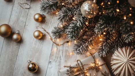 cozy christmas decor on wooden table