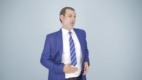 hombre de negocios con dolor de estómago.