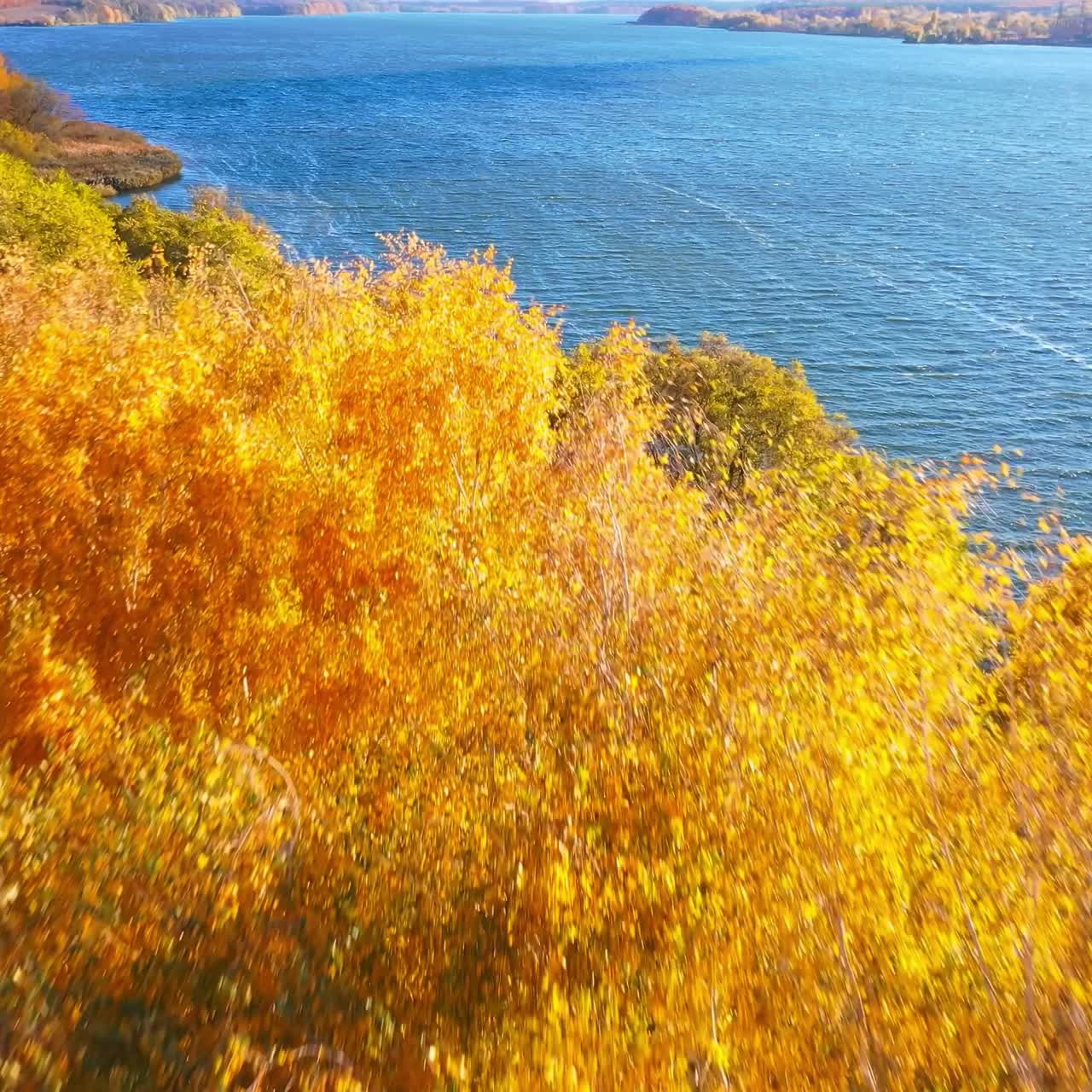 Outdoor water scenery nature of autumn. Natural beautiful lake landscapes