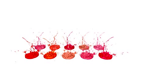 3d salpicaduras de pintura bailan en 4k sobre fondo blanco. simulación de salpicadas de tinta en un altavoz musical que toca música. v8