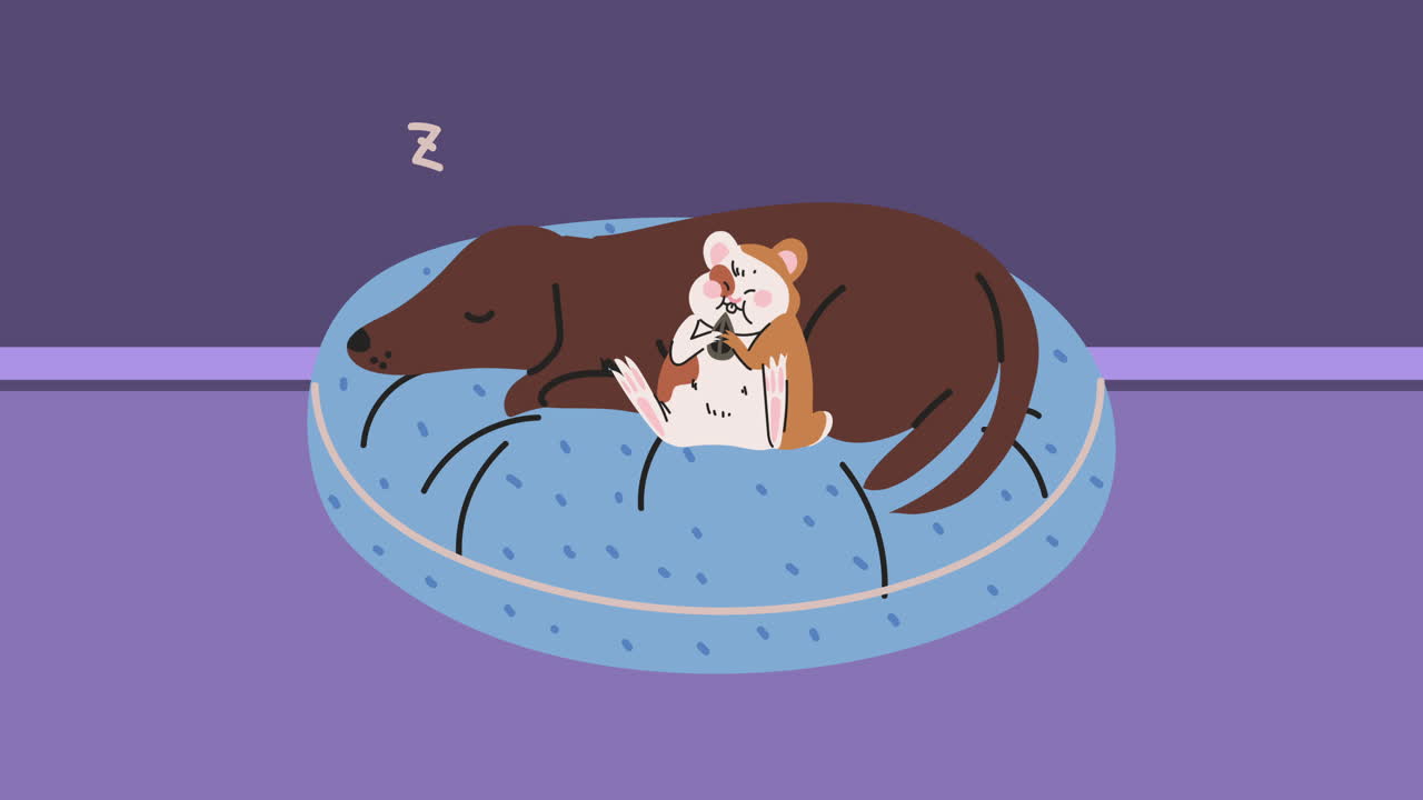 개와 햄스터 마스코트 애니메이션