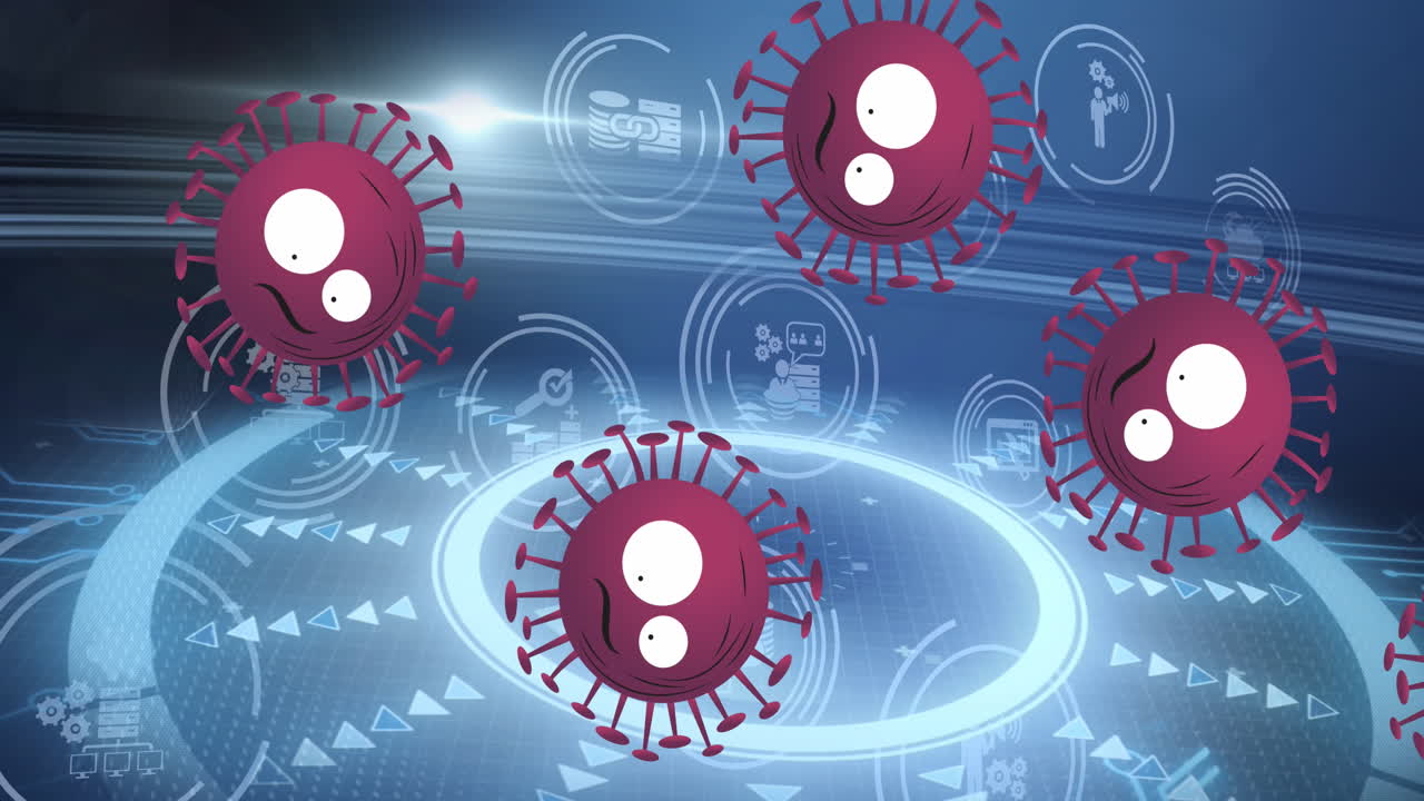 코로나 19 세포의 애니메이션과 과학적 데이터 처리 범위