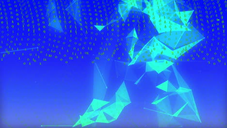 código binario y formas geométricas animación sobre fondo azul