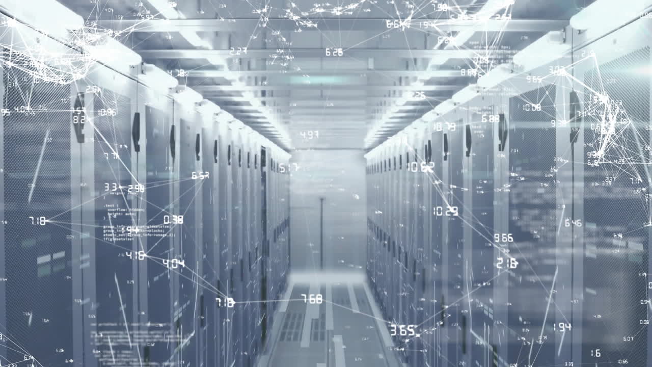 Animating network connections and data processing in server room