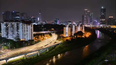 4K-DRONE-FOOTAGE-SKYLINE-PETALING-LAMA-WITH-TM-TOWER-AT-NIGHT