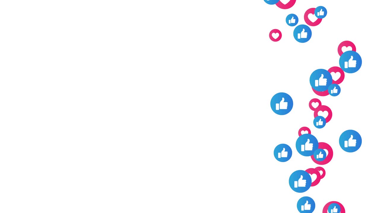 Social media live streaming animated hearts and thumb up 4K footage