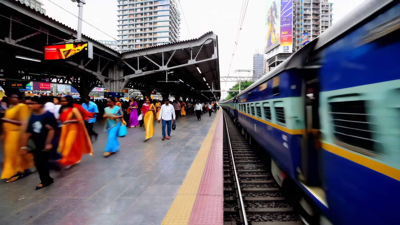 Busy Train Station in India