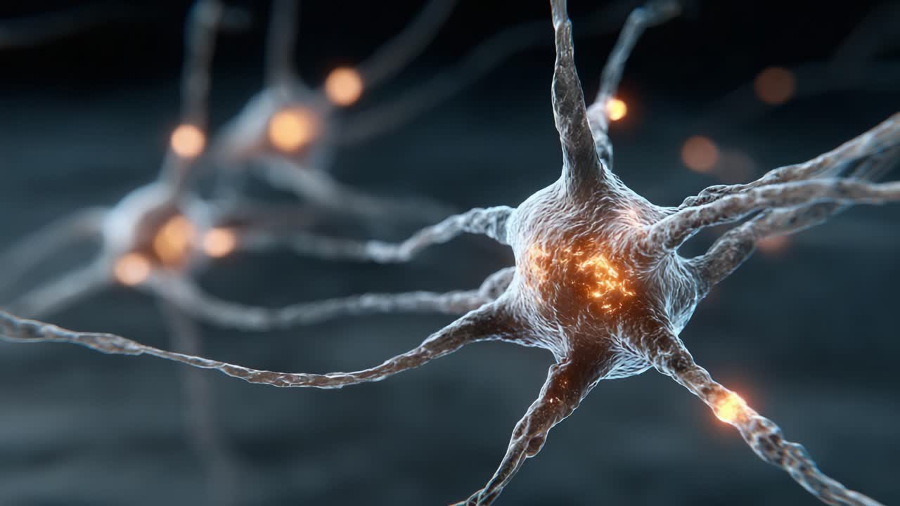 A Close-Up View of Neurons Igniting with Activity, Showcasing the Complex Interconnections and Signals of the Nervous System at a Cellular Level
