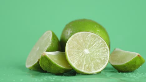 juicy sliced lime slowly rotating.