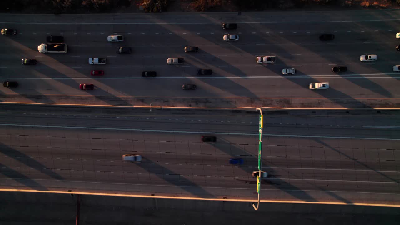 Overhead view of interstate traffic, 4K
