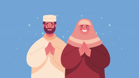 muslim culture couple characters animation