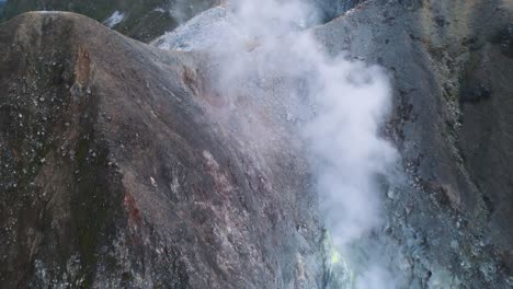 drone captures fumaroles on the sibayak volcano