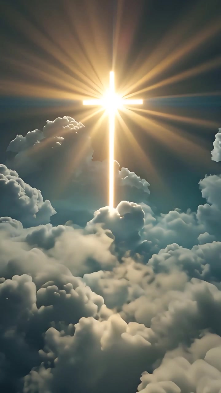 Sfondo per Adorazione 4K: Croce Cristiana e Luce Celeste