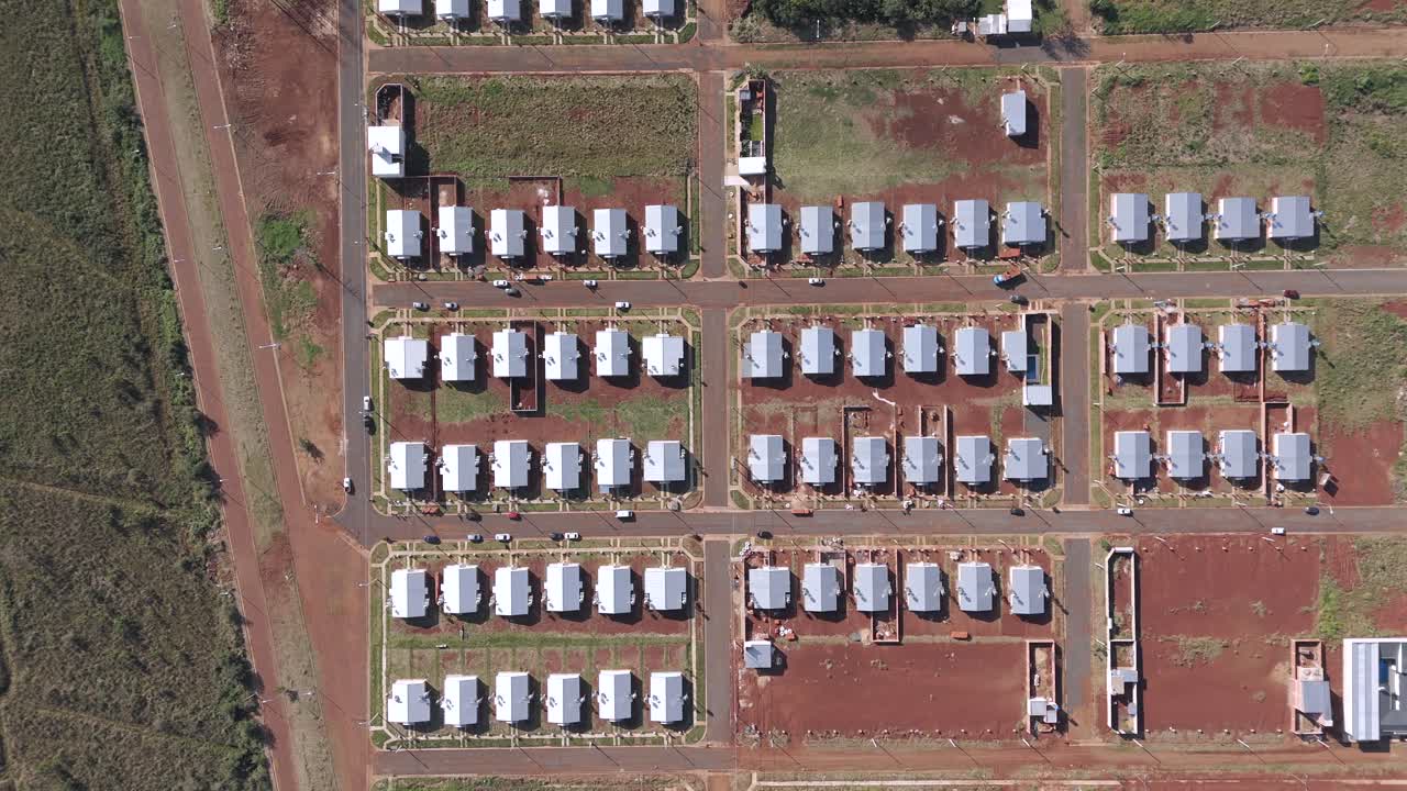 Cenital view showing a neighborhood of popular housing in Argentina.