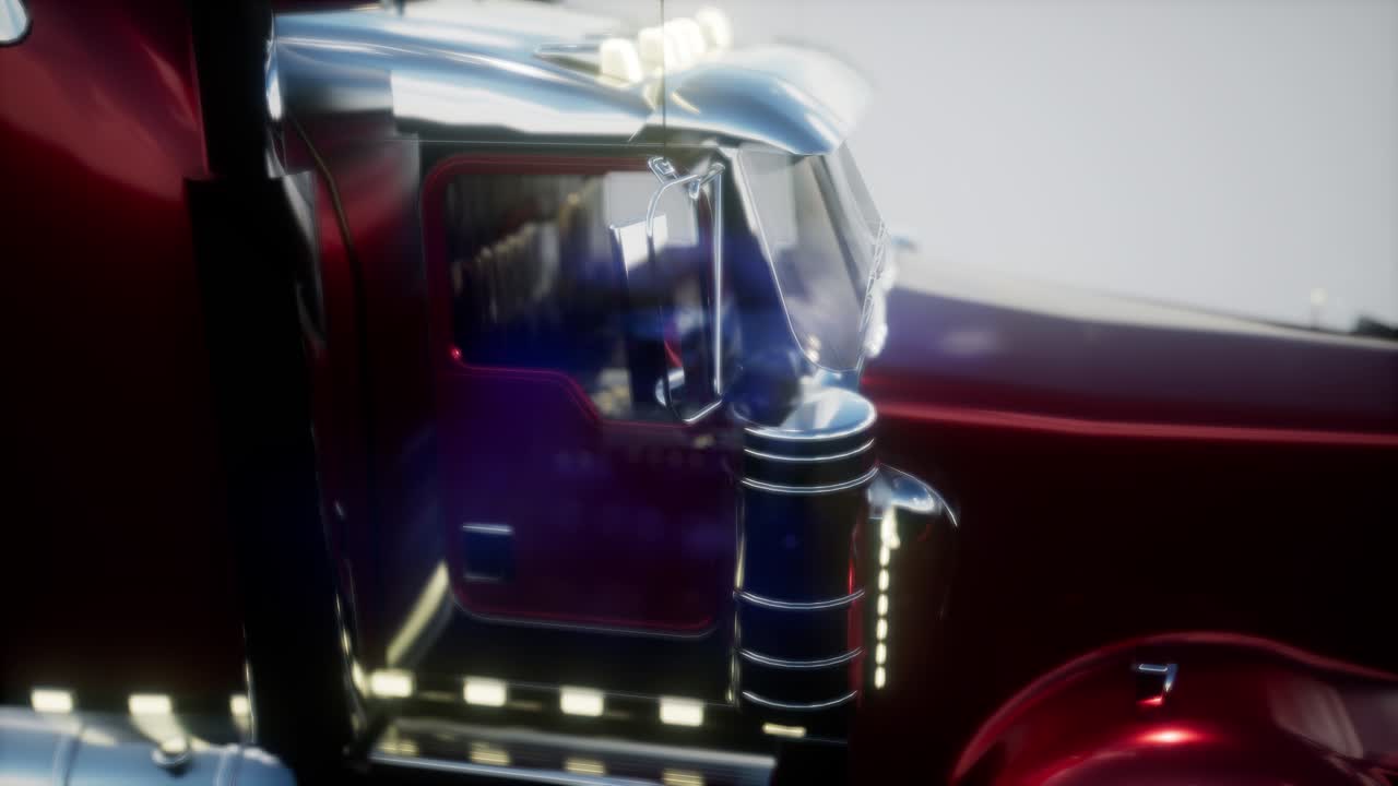 스튜디오에서 밝은 미국 트럭 트랙