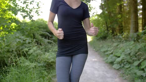 A-woman-wearing-athletic-apparel-jogging-in-a-park-setting