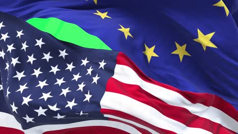 the flags of the united states and the european union on top of each other.