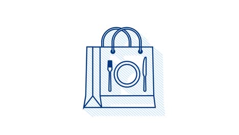 online market. shadow icon with food delivery bag for package paper design. online store. motion graphic