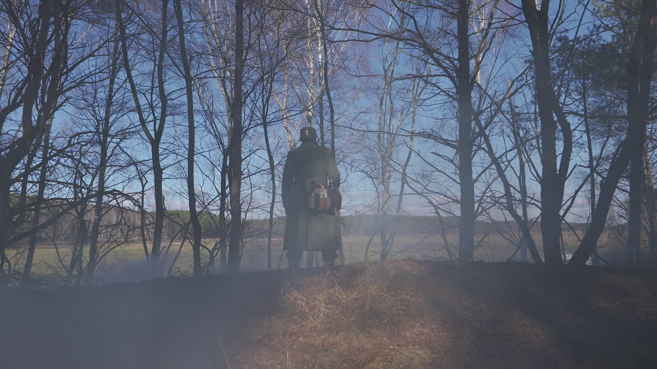 German Soldier in a Forest during Winter