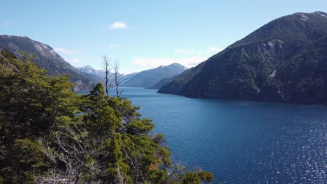 High-angle-view-of-deep-dark-blue-mountain-lake-in-Patagonia-Argentina