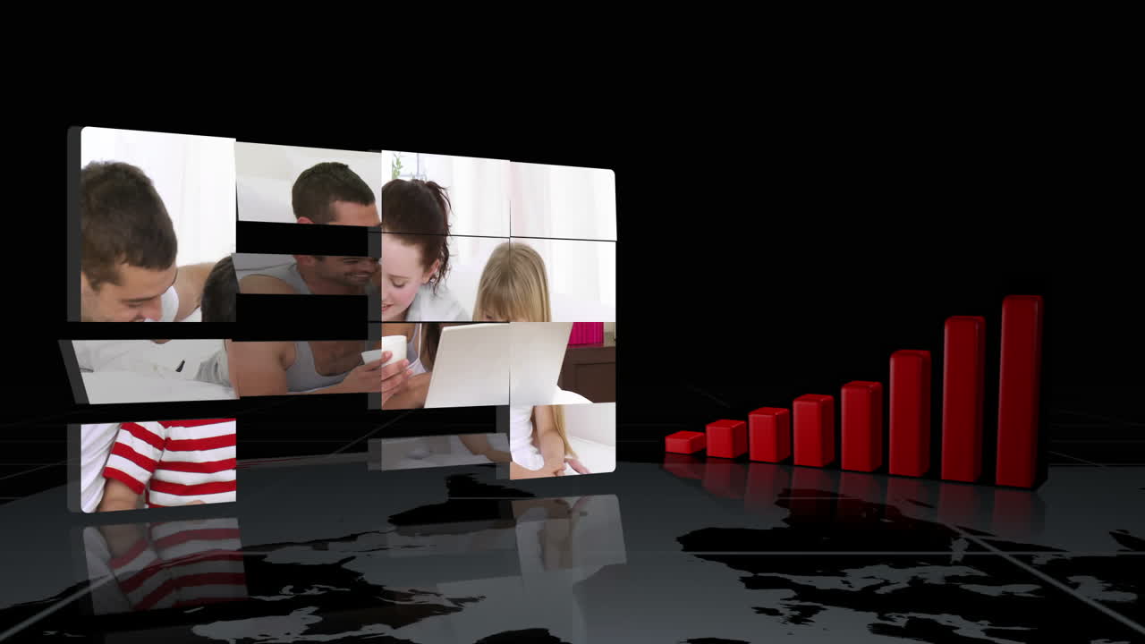 videos de personas alrededor de una computadora portátil mientras que los gráficos se muestran a la derecha