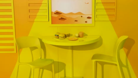 color amarillo con temática de fondo de drama de restaurante.