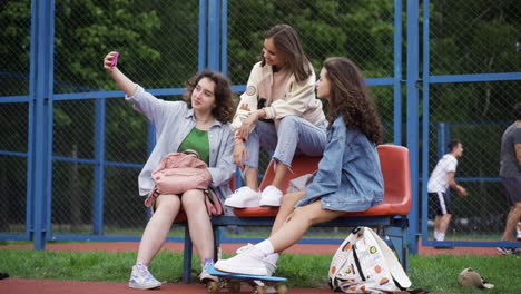 friends talking in the schoolyard