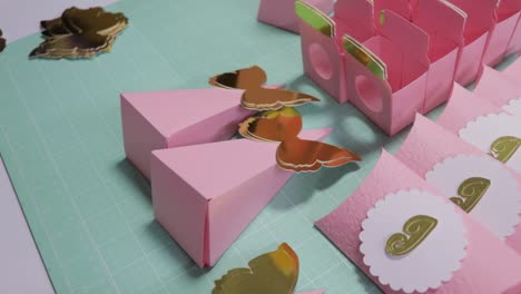 diy pink and gold butterfly party favor boxes