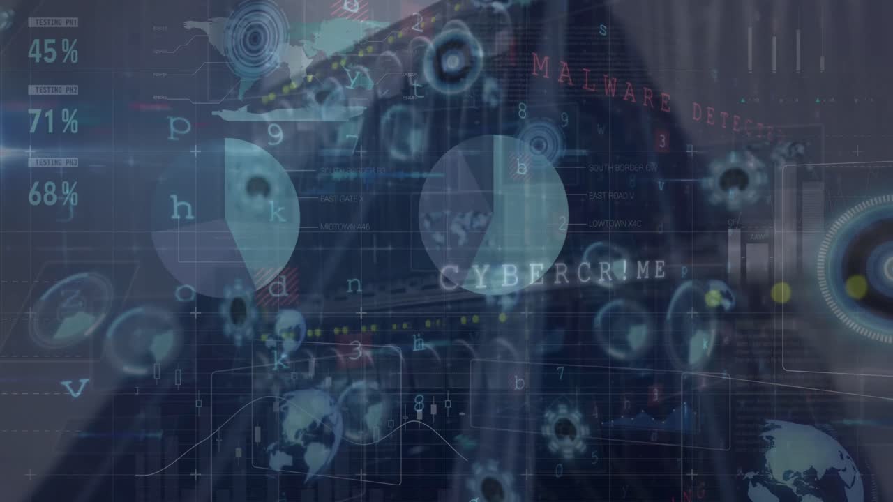 animación del procesamiento de datos sobre el paisaje urbano