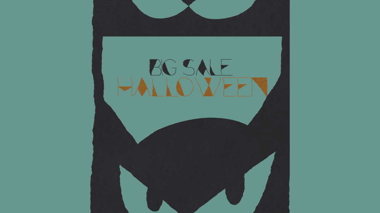 gran venta de halloween con gato en la noche