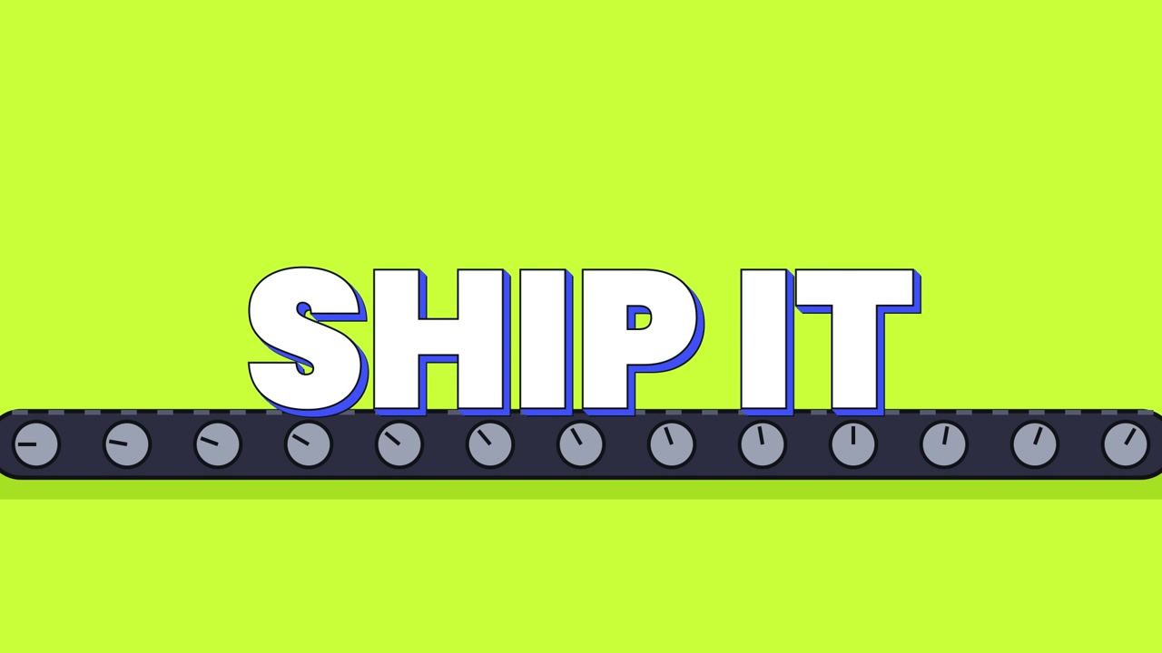 Animated Conveyor Belt Carrying the Text Ship It
