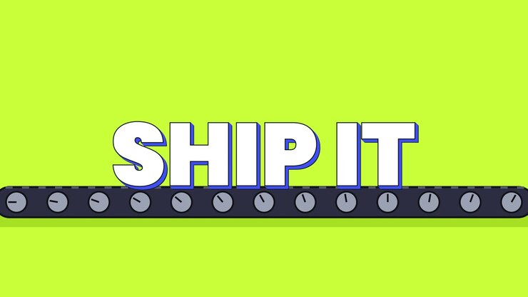 Animated Conveyor Belt Carrying the Text Ship It