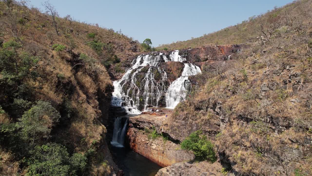 Aerial View of Stunning Waterfall in Chapada Diamantina National Park, Brazil