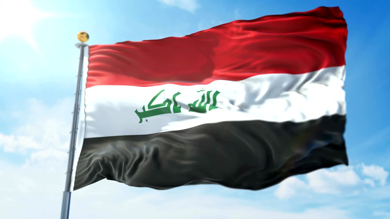 bandera de iraq bucle sin costuras vídeo de renderización 3d. hermoso bucle de tela textil agitando