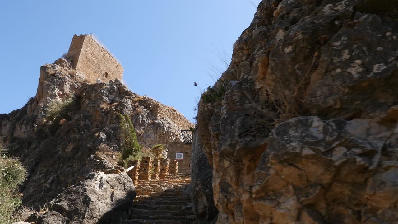 Lanjaron Castle, of medieval origin, on the mountainside
