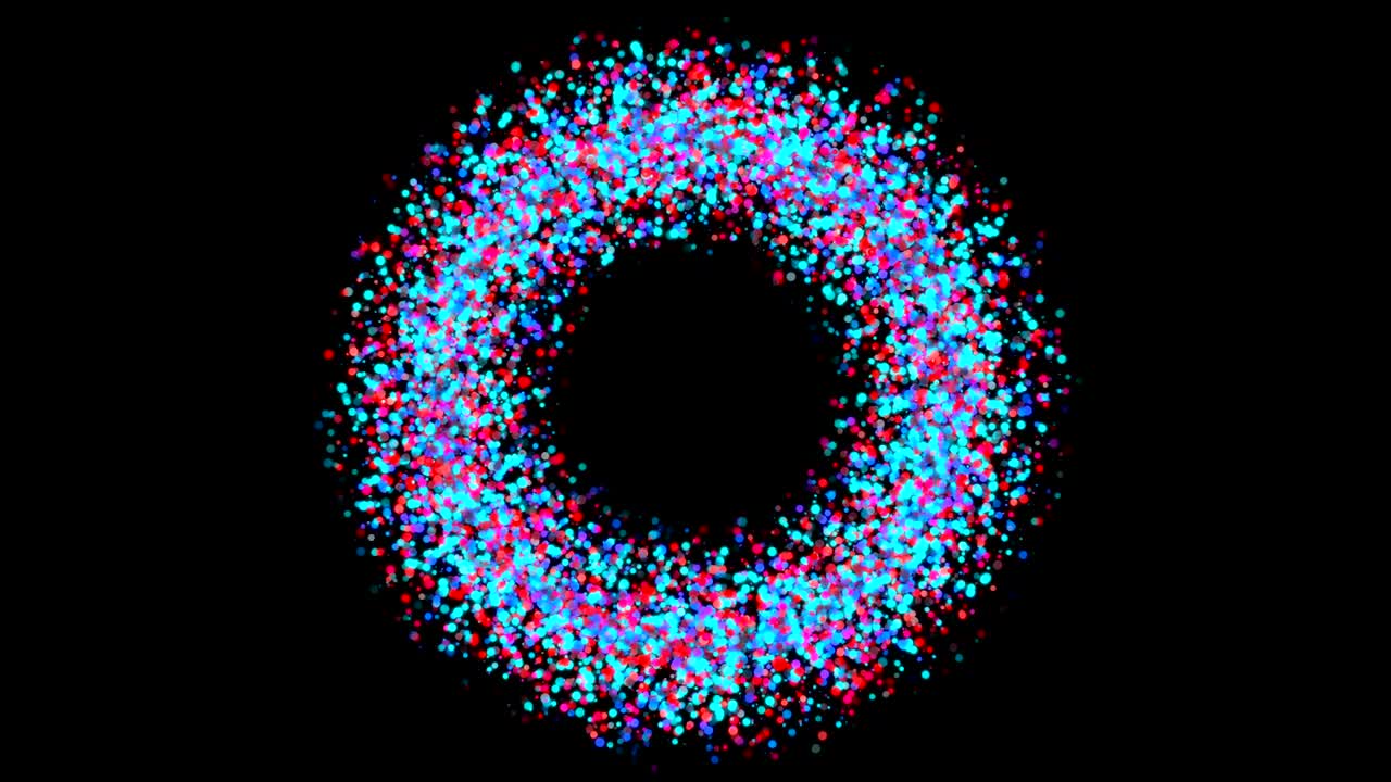 다채로운 입자 반지와 함께 추상적인 배경