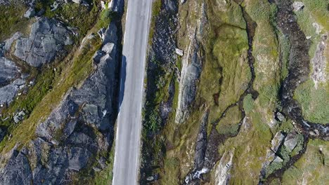 top view of mountain and road to dalsnibba, spring landscape, norway