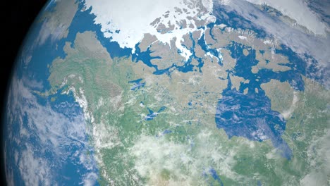 northwest passage in planet earth, aerial view from outer space