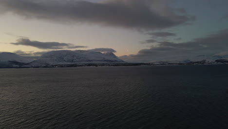 Beautiful-aerial-landscape-of-Scandinavian-nature-at-twilight