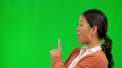 mujer, presentación y elección en la lista con verde