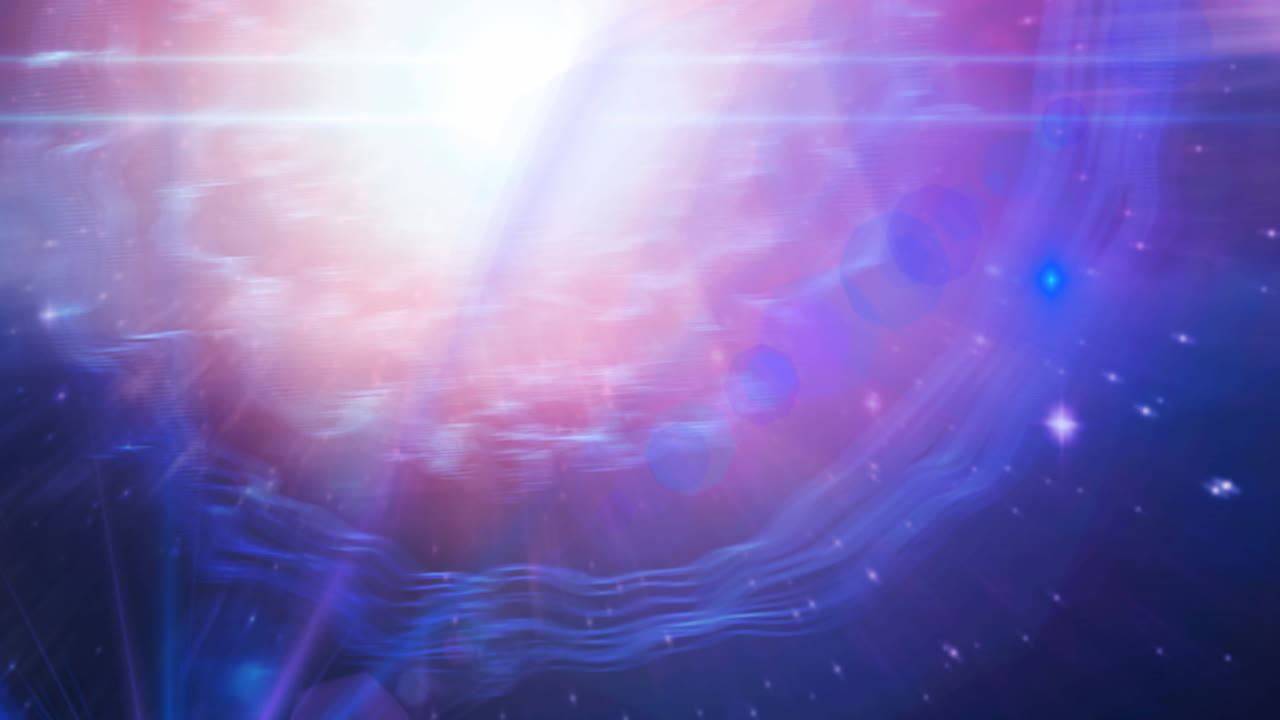 분홍색과 보라색 우주에 빛나는  ⁇ 색 반점과 별의 애니메이션