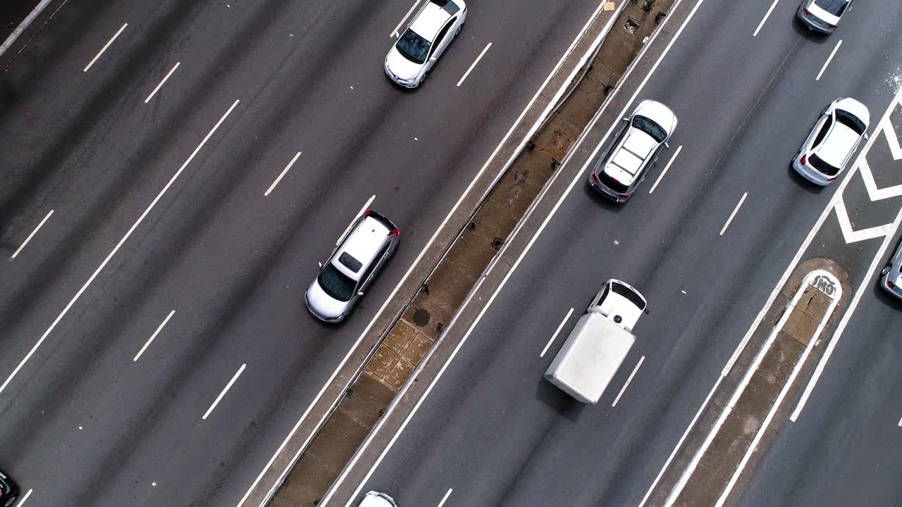 Aerial view to the traffic in Radial Leste, avenue, Sao Paulo, Brazil