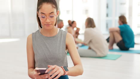 Smart-watch,-meditation-and-woman