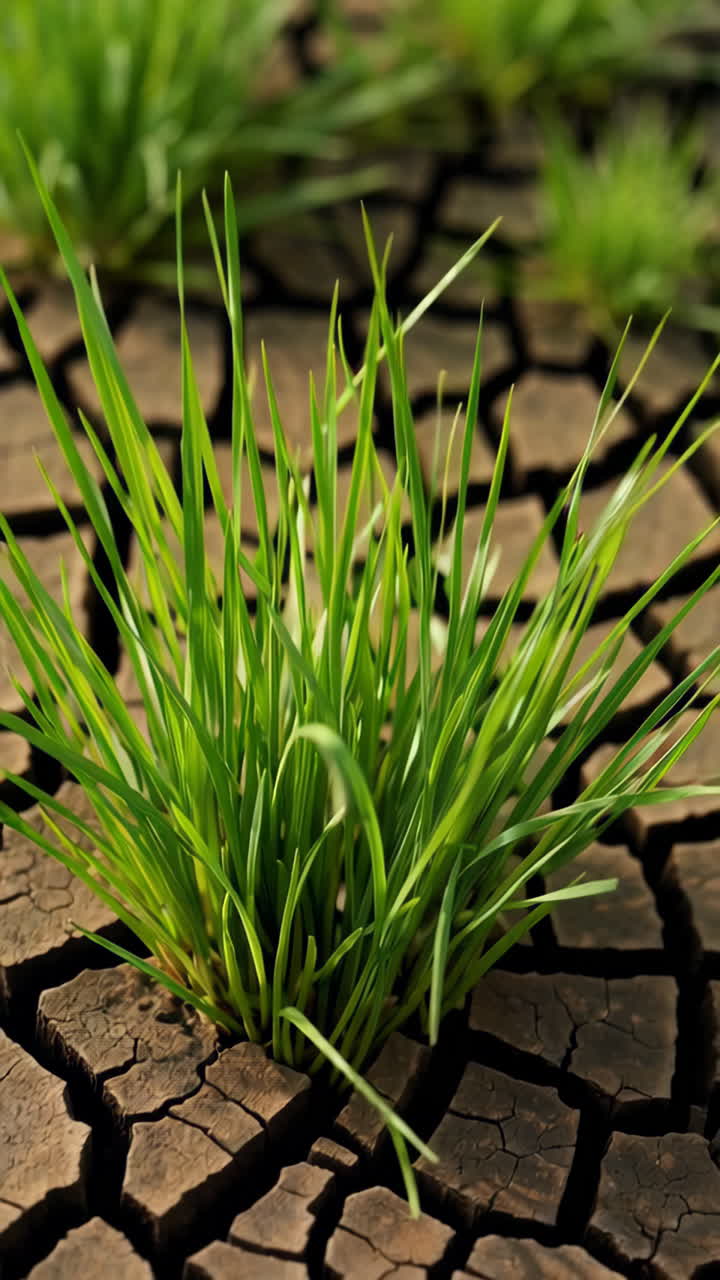 Grass Growing Through Cracked Earth