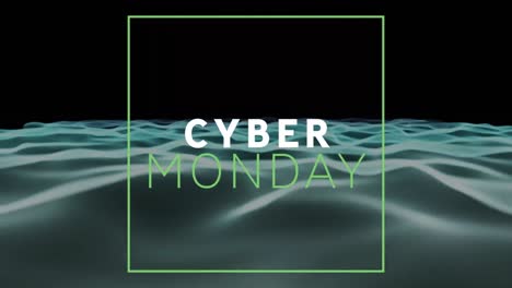 Animación-Del-Texto-Del-Cyber-Monday-Sobre-Olas-Sobre-Fondo-Oscuro.