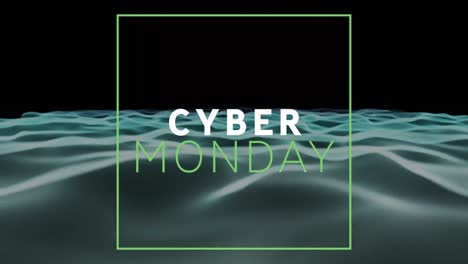 animación del texto de cyber monday sobre ondas en un fondo oscuro