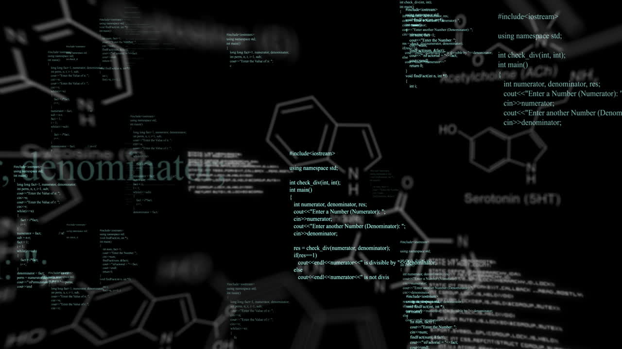 Animation of data processing on black background